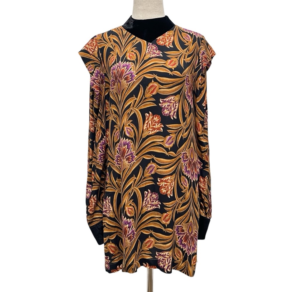 Sophie + Lucie Marble Sun Long Sleeve Brown Tunic Size FR36 US 4